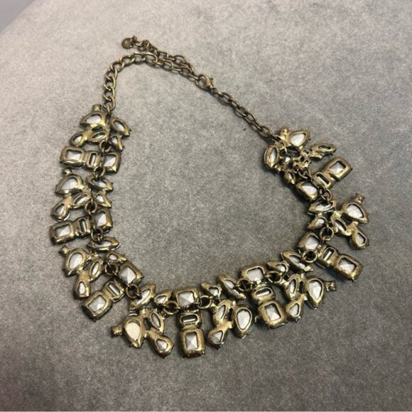 Baublebar brass tone clear gem jewelled appliqué clustered choker necklace - Picture 8 of 12